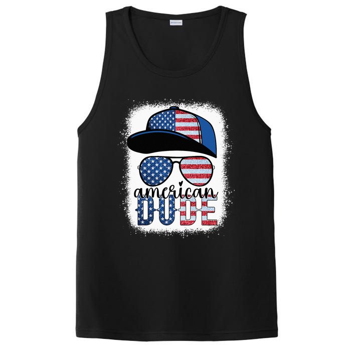 American Dude 4th of July USA Flag Glasses American Family PosiCharge Competitor Tank