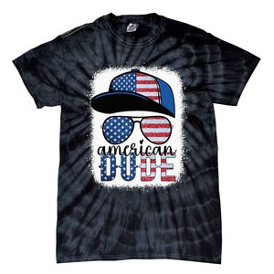 American Dude 4th of July USA Flag Glasses American Family Tie-Dye T-Shirt