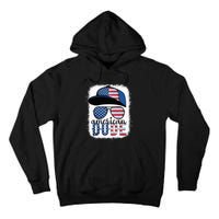 American Dude 4th of July USA Flag Glasses American Family Tall Hoodie