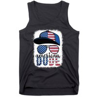 American Dude 4th of July USA Flag Glasses American Family Tank Top