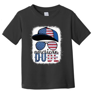 American Dude 4th of July USA Flag Glasses American Family Toddler T-Shirt