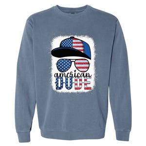 American Dude 4th of July USA Flag Glasses American Family Garment-Dyed Sweatshirt