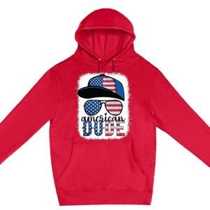 American Dude 4th of July USA Flag Glasses American Family Premium Pullover Hoodie