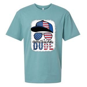 American Dude 4th of July USA Flag Glasses American Family Sueded Cloud Jersey T-Shirt