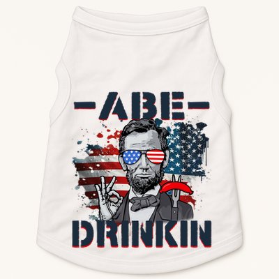 Abe Drinkin 4th Of July President Drinking Funny Doggie Tank