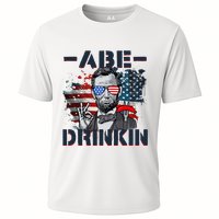 Abe Drinkin 4th Of July President Drinking Funny Cooling Performance Crew T-Shirt