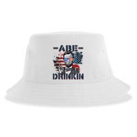 Abe Drinkin 4th Of July President Drinking Funny Sustainable Bucket Hat