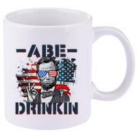 Abe Drinkin 4th Of July President Drinking Funny 11oz C Handle Ceramic Mug