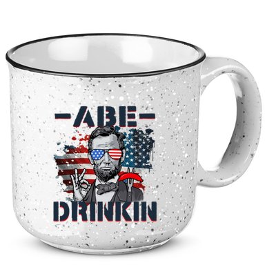 Abe Drinkin 4th Of July President Drinking Funny 15oz Campfire Ceramic Mug