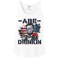 Abe Drinkin 4th Of July President Drinking Funny Ladies Essential Tank