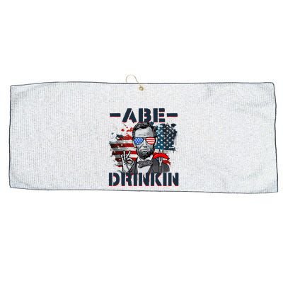 Abe Drinkin 4th Of July President Drinking Funny Large Microfiber Waffle Golf Towel
