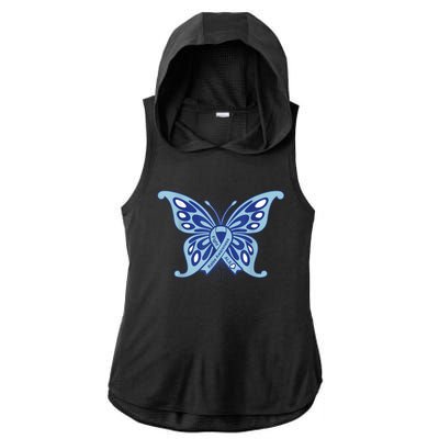 ALS Disease Awareness. Blue Ribbon Gift Ladies PosiCharge Tri-Blend Wicking Draft Hoodie Tank