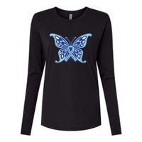 ALS Disease Awareness. Blue Ribbon Gift Womens Cotton Relaxed Long Sleeve T-Shirt