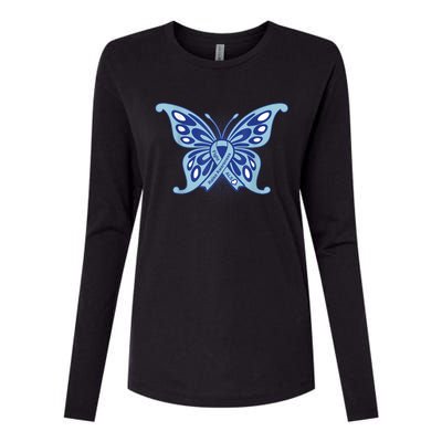 ALS Disease Awareness. Blue Ribbon Gift Womens Cotton Relaxed Long Sleeve T-Shirt