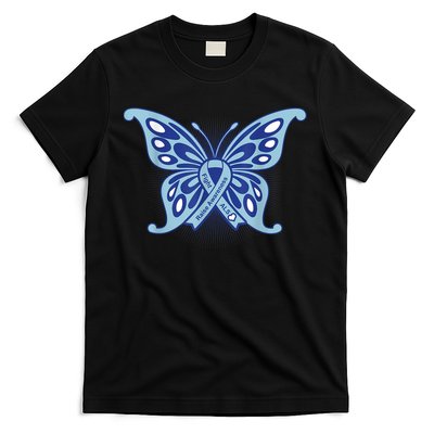 ALS Disease Awareness. Blue Ribbon Gift T-Shirt