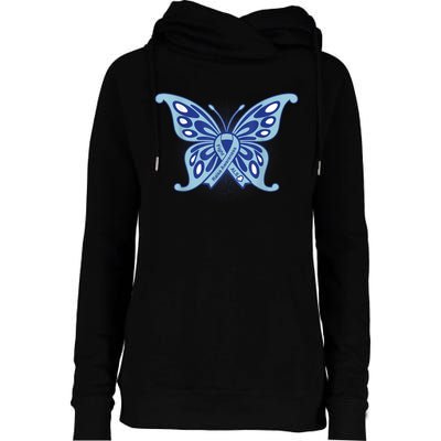 ALS Disease Awareness. Blue Ribbon Gift Womens Funnel Neck Pullover Hood