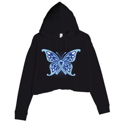 ALS Disease Awareness. Blue Ribbon Gift Crop Fleece Hoodie