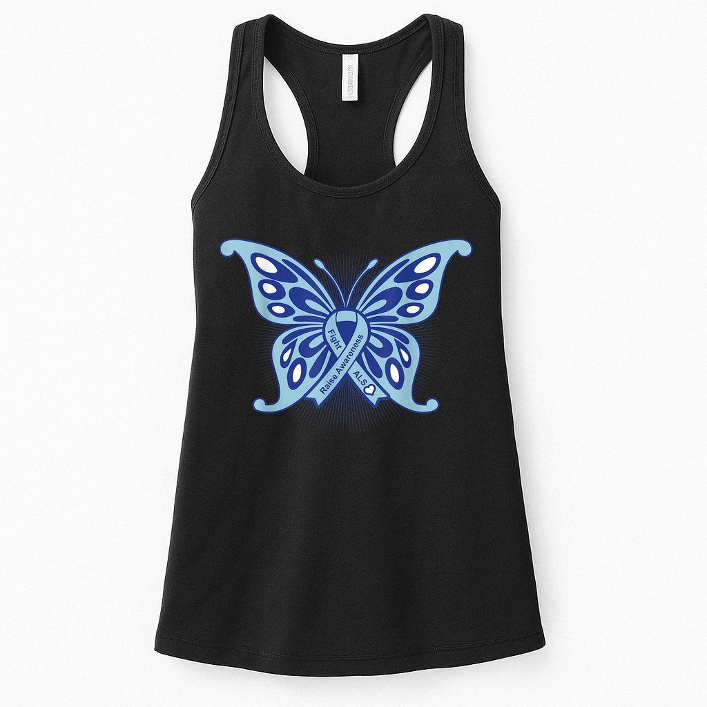 ALS Disease Awareness. Blue Ribbon Gift Womens Tank Top
