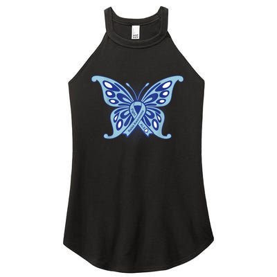 ALS Disease Awareness. Blue Ribbon Gift Women's Perfect Tri Rocker Tank