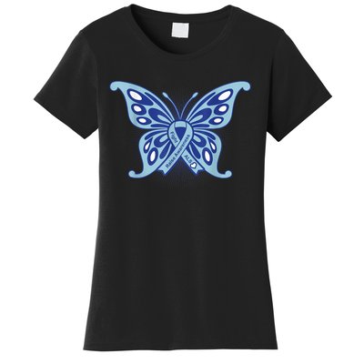 ALS Disease Awareness. Blue Ribbon Gift Women's T-Shirt