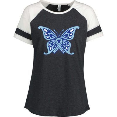 ALS Disease Awareness. Blue Ribbon Gift Enza Ladies Jersey Colorblock Tee