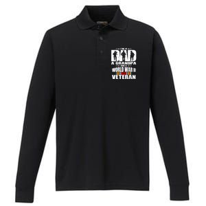 A Dad A Grandpa And A World War 2 Veteran Gift Performance Long Sleeve Polo