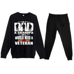 A Dad A Grandpa And A World War 2 Veteran Gift Premium Crewneck Sweatsuit Set