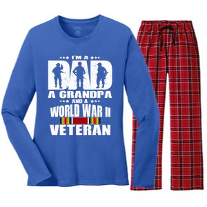 A Dad A Grandpa And A World War 2 Veteran Gift Women's Long Sleeve Flannel Pajama Set 