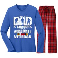 A Dad A Grandpa And A World War 2 Veteran Gift Women's Long Sleeve Flannel Pajama Set 