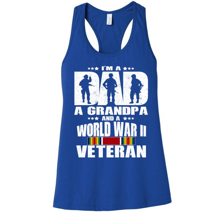 A Dad A Grandpa And A World War 2 Veteran Gift Women's Racerback Tank