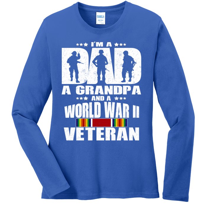 A Dad A Grandpa And A World War 2 Veteran Gift Ladies Long Sleeve Shirt