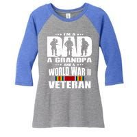 A Dad A Grandpa And A World War 2 Veteran Gift Women's Tri-Blend 3/4-Sleeve Raglan Shirt