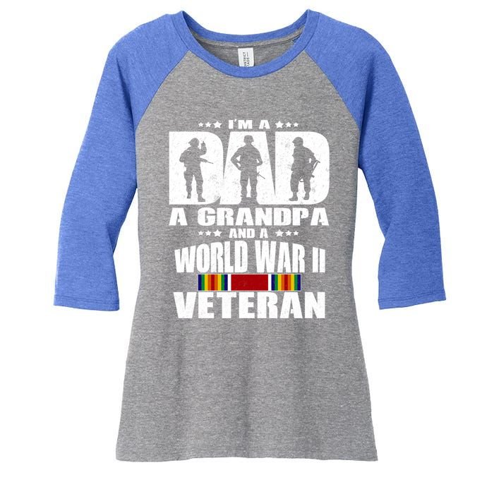 A Dad A Grandpa And A World War 2 Veteran Gift Women's Tri-Blend 3/4-Sleeve Raglan Shirt