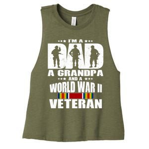 A Dad A Grandpa And A World War 2 Veteran Gift Women's Racerback Cropped Tank