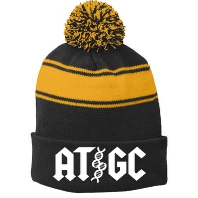 Atgc Dna Stripe Pom Pom Beanie