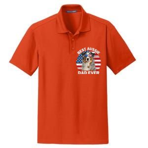 Aussie Dad American Flag Australian Shepherd Dog Lover Dry Zone Grid Polo