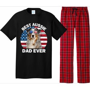 Aussie Dad American Flag Australian Shepherd Dog Lover Pajama Set