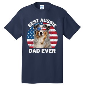 Aussie Dad American Flag Australian Shepherd Dog Lover Tall T-Shirt