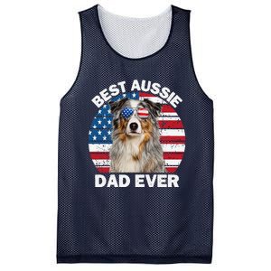 Aussie Dad American Flag Australian Shepherd Dog Lover Mesh Reversible Basketball Jersey Tank