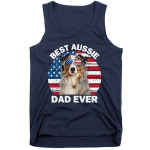 Aussie Dad American Flag Australian Shepherd Dog Lover Tank Top