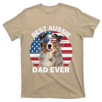 Aussie Dad American Flag Australian Shepherd Dog Lover T-Shirt