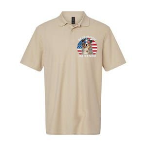 Aussie Dad American Flag Australian Shepherd Dog Lover Softstyle Adult Sport Polo