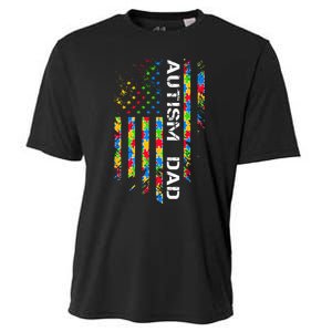 Autism Dad Awareness American Flag USA Cooling Performance Crew T-Shirt