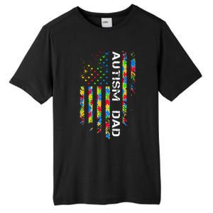 Autism Dad Awareness American Flag USA Tall Fusion ChromaSoft Performance T-Shirt