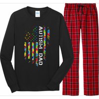 Autism Dad Awareness American Flag USA Long Sleeve Pajama Set