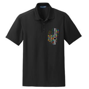 Autism Dad Awareness American Flag USA Dry Zone Grid Polo