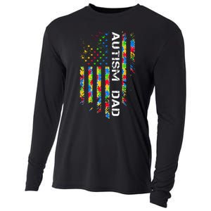 Autism Dad Awareness American Flag USA Cooling Performance Long Sleeve Crew