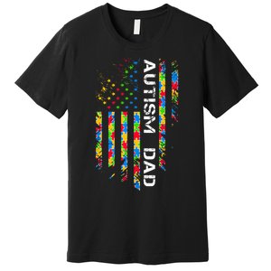 Autism Dad Awareness American Flag USA Premium T-Shirt