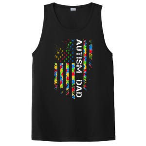 Autism Dad Awareness American Flag USA PosiCharge Competitor Tank