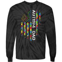 Autism Dad Awareness American Flag USA Tie-Dye Long Sleeve Shirt